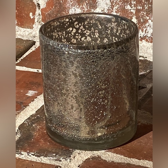 Crate & Barrel Bubbled Silver Glass Votive Candle Holders Set of 2 - Picture 5 of 16